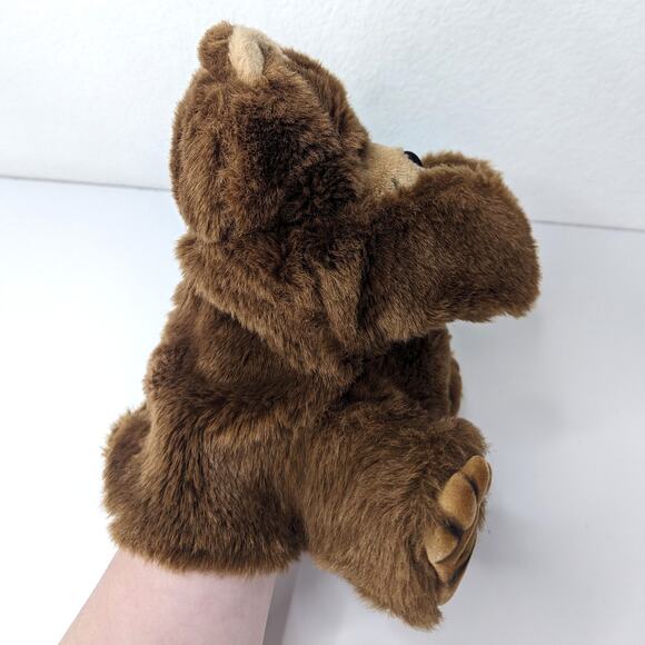Vintage Brown Teddy Bear Hand Puppet Plush Realistic Hard Suede Paws Stuffed 10" - Picture 2 of 11